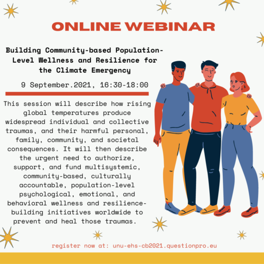 WEBINAR: Building Community-based Population-Level Wellness  and Resilience for the Climate Emergency