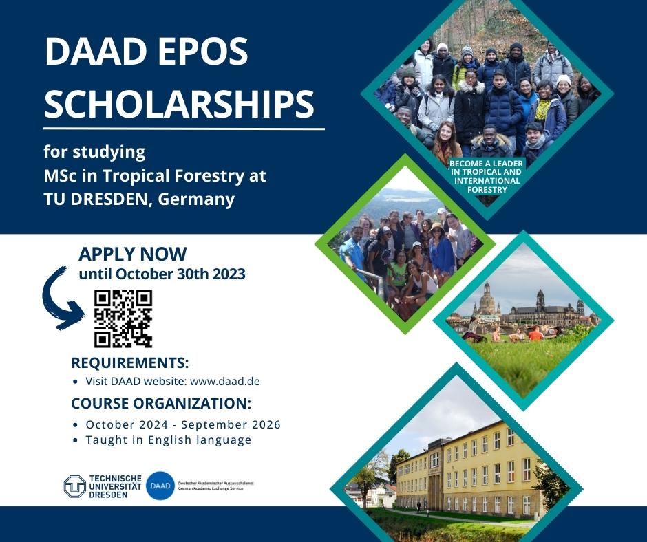 Call for Applications: Fully funded DAAD EPOS scholarship to study M.Sc. in Tropical Forestry (academic intake 2024-26) in Dresden, Germany