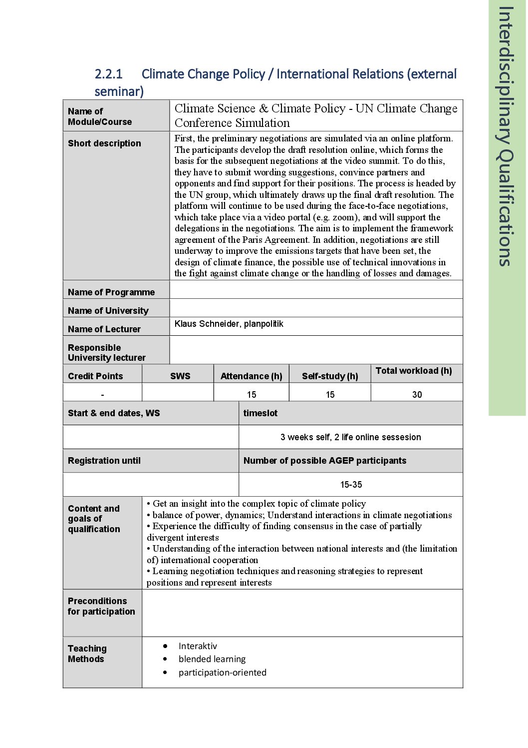 2.2.1 Climate Change Policy  International Relations (external seminar)