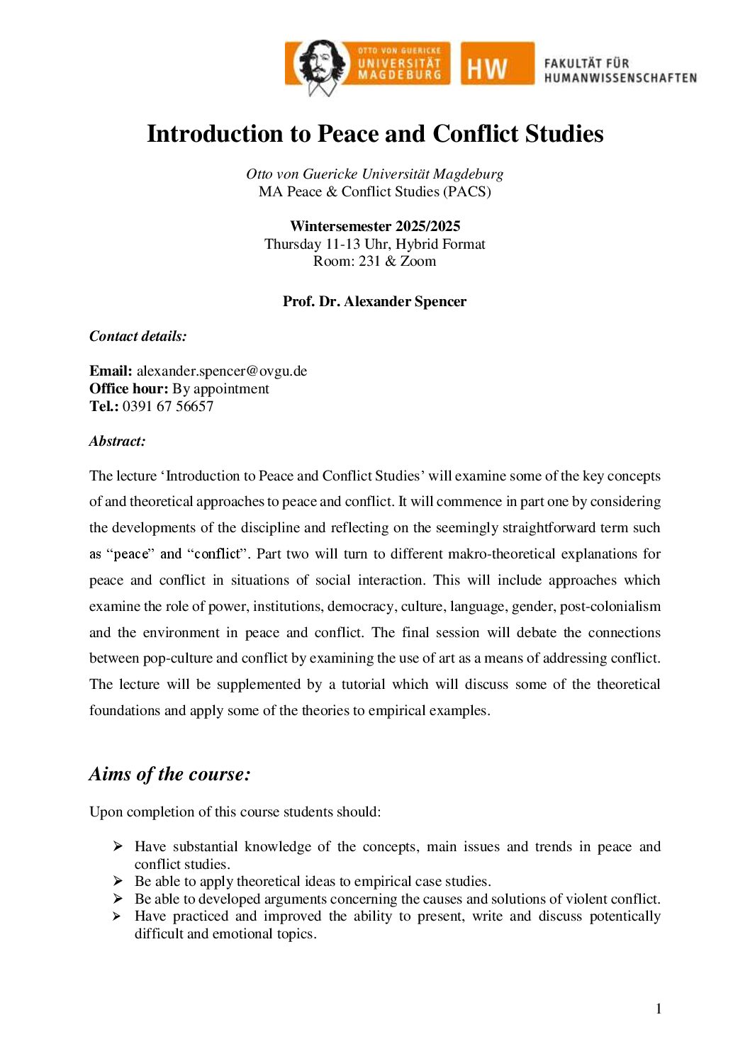 Introduction to Peace and Conflict Studies